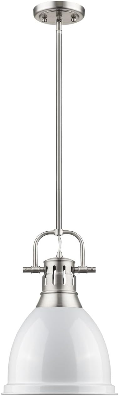 Golden Lighting 3604-S PW-WH Duncan Pendant, Pewter with White Shade