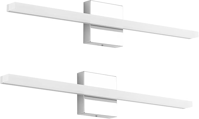 Combuh 2 Pack LED Vanity Lights Bar 24 Inch Bathroom Light Fixtures 14W IP44 Over Mirror Lighting Indoor Wall Sconces Modern Cool White 6000K for Washroom Restroom