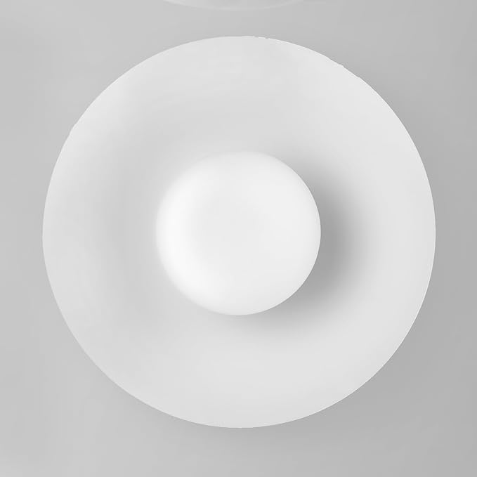 Globe Electric 66000159 1-Light Flush Mount Ceiling Light, Matte White Finish, Opal Glass Shade, Low Profile, Modern Ceiling Light, E26 Base, Easy Installation
