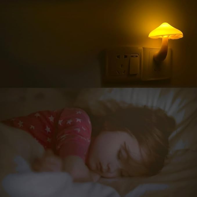 AUSAYE 3 Pack Sensor LED Mushroom Night Light Plug in Lamp Cute Night Lights for Adults Kids NightLight Bedroom,Bathroom,Toilet,Hallway,Stairs,Kitchen,Basement Warm Yellow