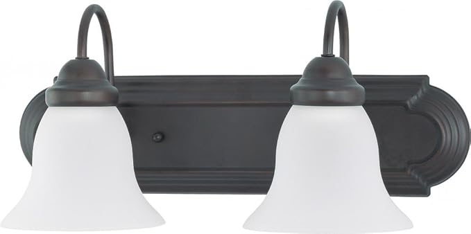 Nuvo 60/3161 Two Wall-Vanity Light Fixture, 2, Mahogany Bronze/Frosted Glass