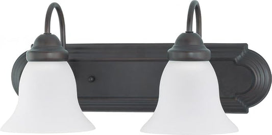 Nuvo 60/3161 Two Wall-Vanity Light Fixture, 2, Mahogany Bronze/Frosted Glass