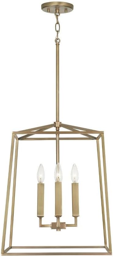 Capital Lighting 537642PN Thea Lantern Foyer Pendant, 4-Light 240 Total Watts, 20" H x 16" W, Polished Nickel