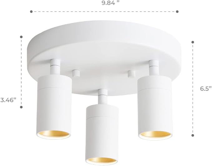 Shura - Round 3-Light White Integrated LED Ceiling Light w/ Rotatable Heads, Adjustable Flush Mount Ceiling Light, 3000K, 1365 Lumens