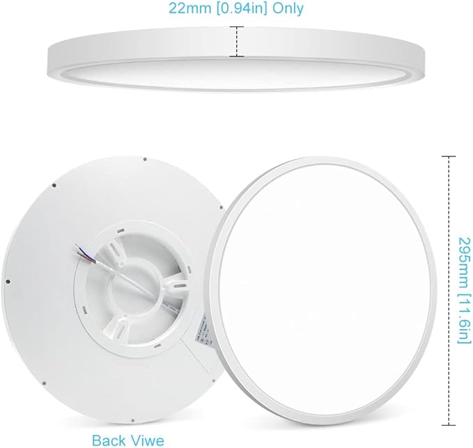 LEDLightsWorld 12 Inch LED Flush Mount Ceiling Light Fixture, Neutral White 4000K, 24W 3200LM, 0.94 Inch Thick Modern Ceiling Lamp, Round Lighting Fixture for Bedroom Closet Hallway Kitchen