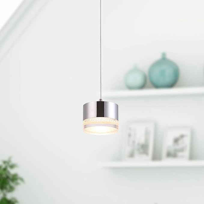 Jupiter 1 Mini Pendant Lighting Nickel - LED Hanging Light Fixture for Kitchen Island, Bar, Foyer - Cluster Pendants - Dimmable, Adjustable Wire, Lamp Bulb Included