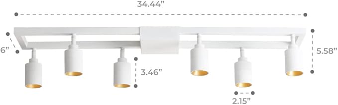 Shura - Square 6-Light White Integrated LED Ceiling Light w/Rotatable Heads, Adjustable Flush Mount Ceiling Light, 3000K, 2730 Lumens