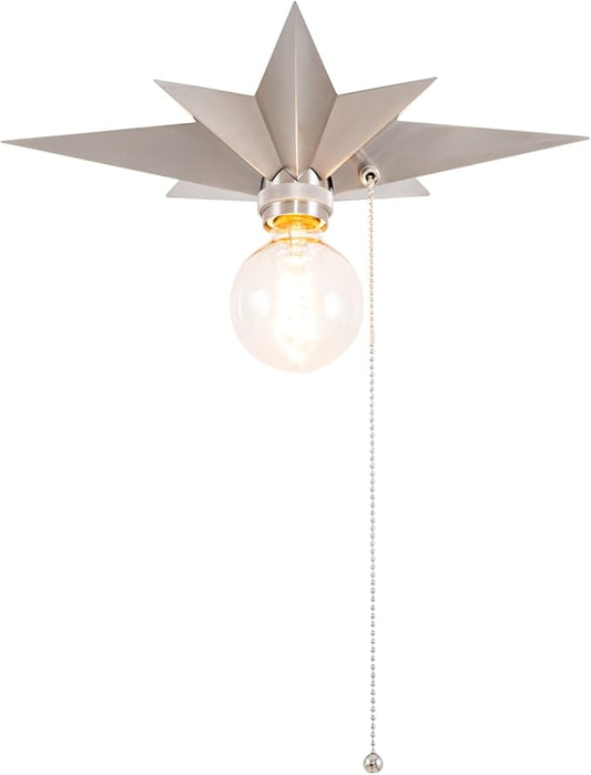 VILUXY Flush Mount Ceiling Light, Satin Nickel Star Light Fixtures Ceiling with Pull Chain On/Off Switch for Hallway, Entryway, Study Room, Bedroom