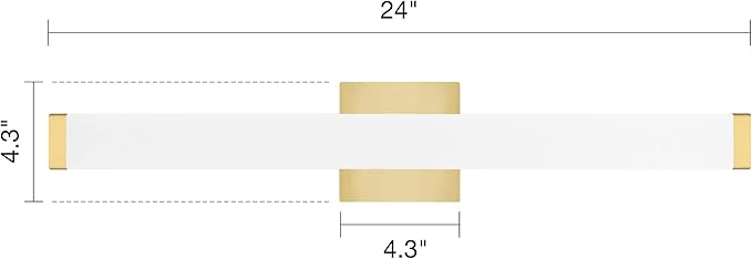 LED Bathroom Vanity Light fixtures 24in Metal Brass, 14W 4000K Natural White Square Wall Fixture, Modern Lighting for Over Mirror, Damp Rated