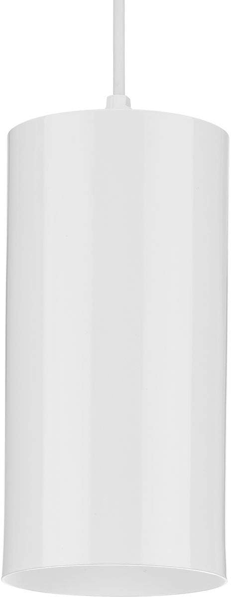 Progress Lighting 1-Light Modern Outdoor Hanging Pendant Light, 6-Inch, Cylinder Collection, Indoor & Outdoor, White (P500356-030)