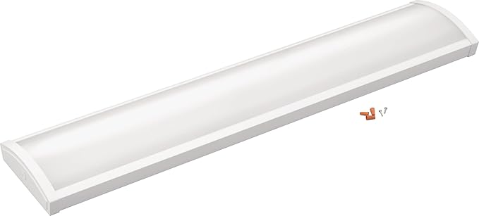 Lithonia Lighting 4 Foot LED Ceiling Light Fixture, 4 Ft LED Shop Light, Low Profile, Wide Housing Wraparound, Adjustable Lumens, Selectable White Color, Triac Dimming, 120V (FML4W 48 ALO6 8SWW2 TD)