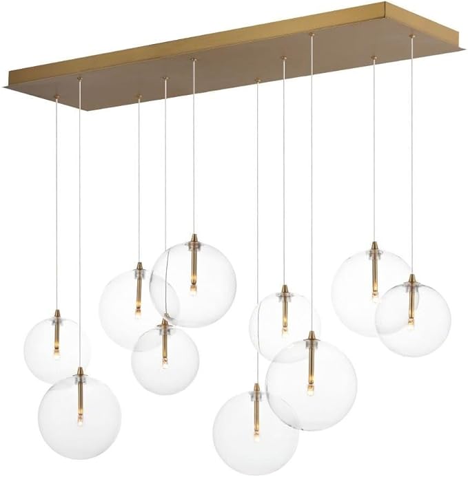 ET2 Lighting E25079-18NAB Global - 18W 10 LED Linear Pendant-8 Inches Tall and 41.75 Inches Wide, Finish Color: Natural Aged Brass