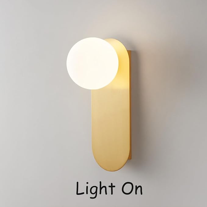 Gold Bathroom Wall Light Fixture,Hardwired Glass Wall Lamp with Globe Lampshade,Mid Century Modern Sconce for Living Room Bedroom and Study Room