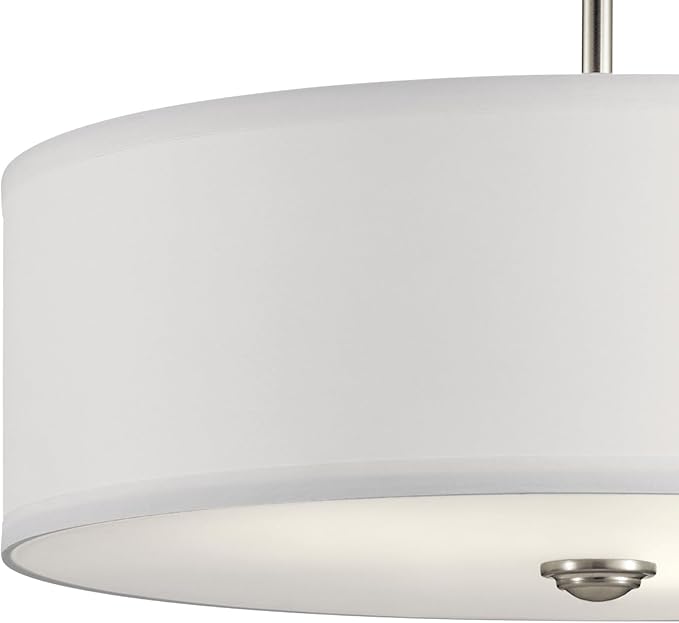 Kichler Shailene 18" Semi Flush Mount Light in Brushed Nickel, 3-Light Round Ceiling Light with Satin Etched White Diffuser, (18" W x 11.25" H), 43692NI