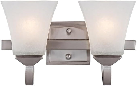 Design House 587774 Torino Traditional 2-Light Indoor Dimmable Up/Down Mount Bathroom Vanity Light with Frosted Glass for Hallway Foyer, Satin Nickel