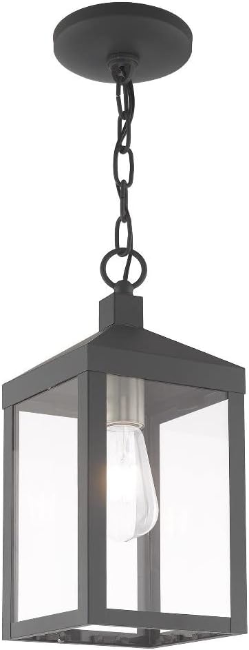 Livex Lighting 20591-80 Nyack - One Light Outdoor Hanging Lantern, Nordic Gray Finish with Clear Glass