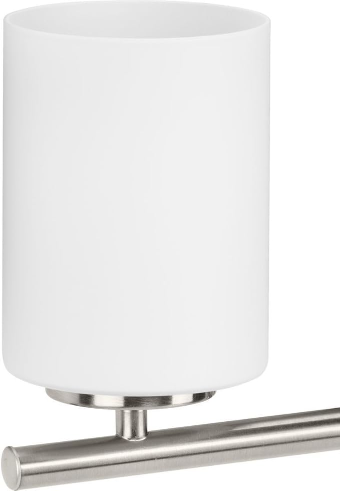 Progress Lighting 4-Light Etched White Glass Modern Bath Vanity Light, Replay Collection, Brushed Nickel (P2160-09)