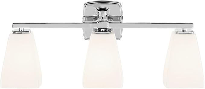 Kichler Marant 21.25" 3-Light Bathroom Vanity Light Fixture with Opal Glass in Chrome, Modern Wall Mount Over Mirror for Powder Room (21.25" W x 9.5" H), 55216CH
