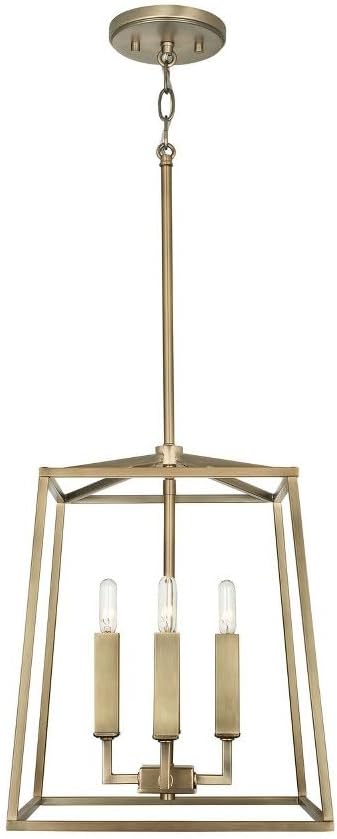 Capital Lighting 537641MS Thea Lantern Foyer Pendant, 4-Light 240 Total Watts, 15" H x 12" W, Mystic Sand