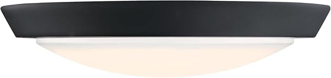 Westinghouse 6117400 Traditional One-Light, 11 Inch 20 Watt LED Indoor Flush Mount Ceiling Light Fixture, Matte Black Finish, Acrylic Shade