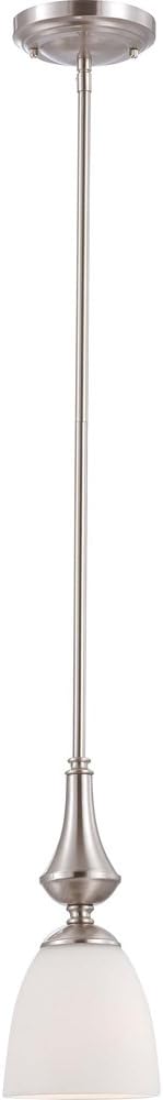 Nuvo Lighting 60/5037 Patton One Light Mini-Pendant 100 Watt A19 Max. Frosted Glass Brushed Nickel Fixture