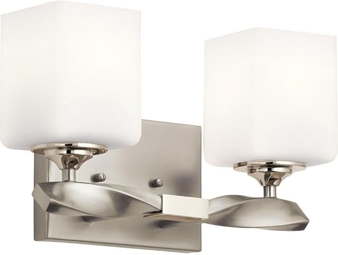 KICHLER Marette 13.5 " 2 Light Vanity Light with Satin Etched Cased Opal Glass in Brushed Nickel