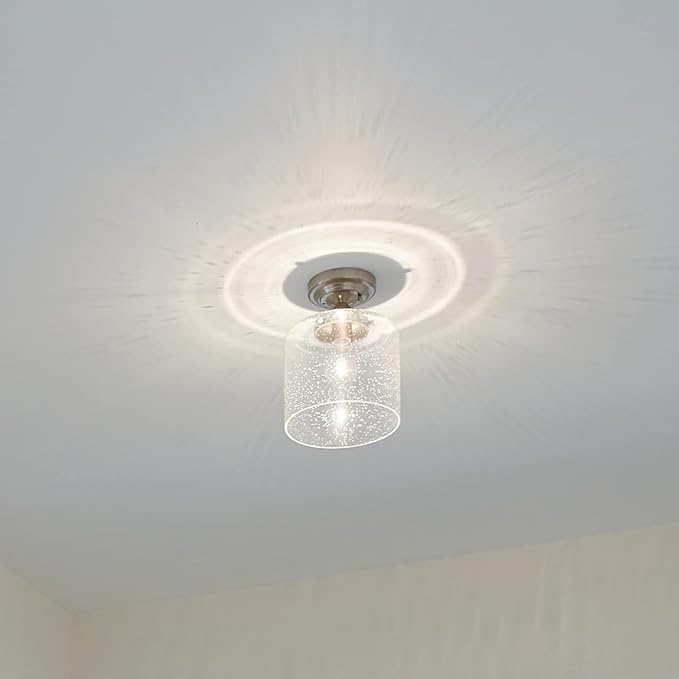 Kichler Winslow 8.5" Semi Flush Mount Light in Brushed Nickel, 1-Light Foyer or Bedroom Light with Clear Seeded Glass, (8.5" W x 10.5" H), 44033NI