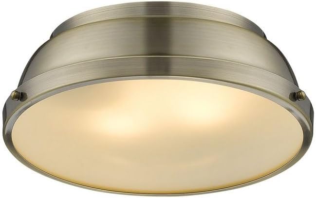 Golden Lighting 3602-14 AB Duncan Flush Mount, Aged Brass with Aged Brass Shade- Ceiling Light Fixture, Light Fixtures Ceiling Mount, Ceiling Light Fixtures, Dining Light Fixture