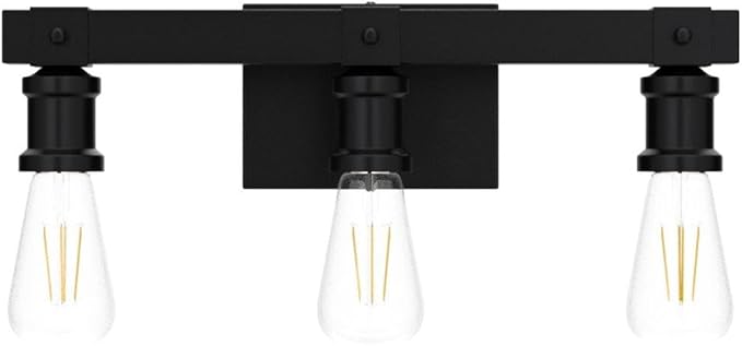 Farmhouse Bathroom Vanity Light Fixtures 3-Light Bathroom Light Fixtures Over Mirror Matte Black Vanity Light Industrial Vintage Wall Light Fixtures for Bathroom Living Room Hallway