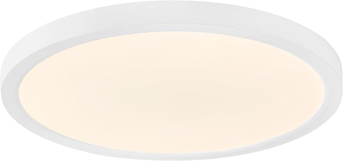 Maxxima 14 in. LED Flush Mount Ceiling Light, 2500 Lumens, 5 CCT 2700K/3000K/3500K/4000K/5000K Panel Light, White Trim Round Fixture, Dimmable for Modern Bedroom, Kitchen, and Living Room Lighting