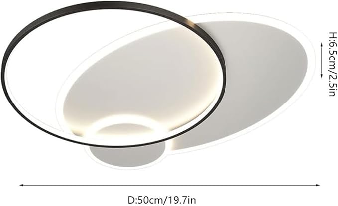 Modern Minimalist Flush Mount Ceiling Light Ultra Thin Three Color Dimmable Recessed Lamp for Bedroom Living Room Study(Black,19.7in)