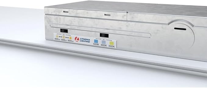 Lithonia Lighting 2x4 LED Troffer Light, Stack Switch LED Lay-in Ceiling Light Fixture, Adjustable Lumens, 3500K/4000K/5000K Switchable Color Temperature, Includes Emergency Battery Backup, White