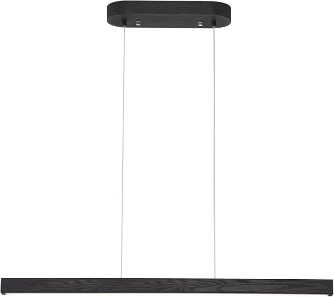 YISDESIGN 39" Black Linear Pendant Light Wooden Led Modern Linear Chandelier Ceiling Hanging Dimmable Pendant Lights for Dining Room Kitchen Island Pool Table Lights Black Wood Finish