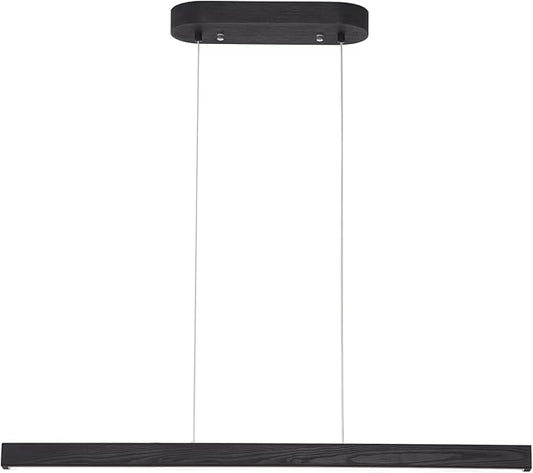 YISDESIGN 39" Black Linear Pendant Light Wooden Led Modern Linear Chandelier Ceiling Hanging Dimmable Pendant Lights for Dining Room Kitchen Island Pool Table Lights Black Wood Finish