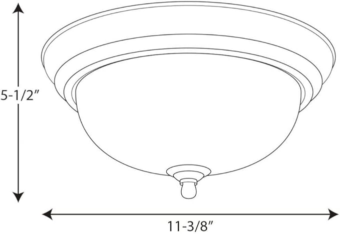 Progress Lighting 1-Light Ceiling Light, Flush Mount Ceiling Light Fixture for Interior Kitchen Lights, Hallway, Bedroom, Living Room, 11-3/8" by 5-1/2", Forged Black, Alabaster Glass Shade