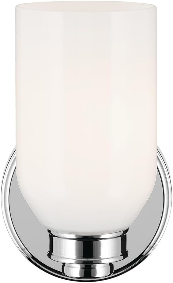 Kichler Shae 5" 1-Light Wall Sconce Bathroom Vanity Light Fixture with White Opal Glass in Chrome, Modern Style for Vanity Mirror, Fireplace, Hallway (8.25" H x 5" W), 55200CH