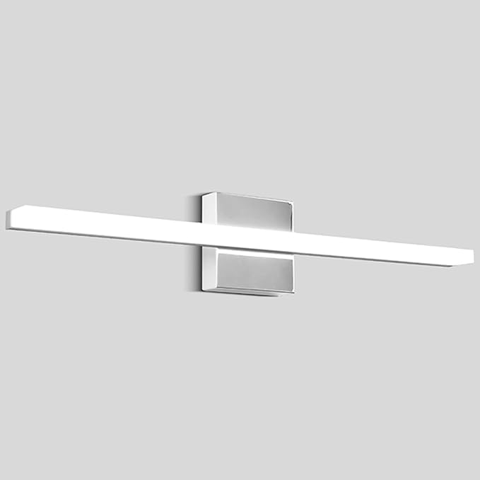LED Bathroom Vanity Light 24inch Over Mirror Lighting Fixture Modern Indoor Chrome 12W 5000K Cool White Wall Sconce for Bathroom Bedroom Living Room