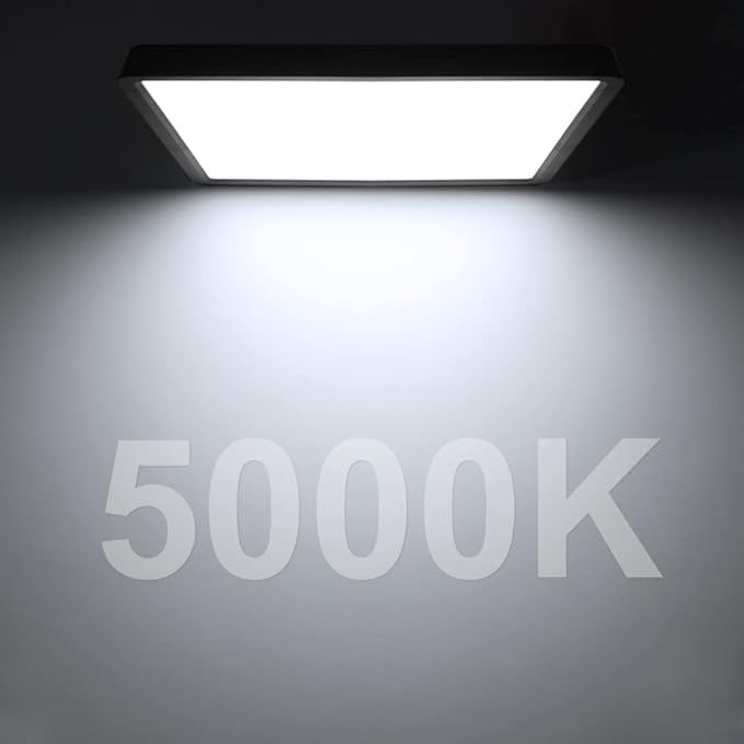 2Pack 12inch 24W LED Flush Mount Ceiling Light, 5000K Square LED Ceiling Light, 3200LM Black LED Ceiling Light for Bedroom, Living Room, Dining Room