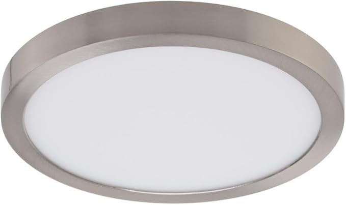 Builder Essential Round LED 7in Flush Mount 14W 1,100 Lumens with 5-CCT Selectability 2700-3000-3500-4000-5000K in Brushed Nickel