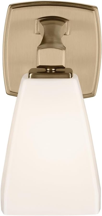 Kichler Marant 5" 1-Light Wall Sconce Bathroom Vanity Light Fixture with Opal Glass in Champagne Bronze for Bathroom, Powder Room, Hallway, Fireplace (5" W x 9.5" H), 55214CPZ