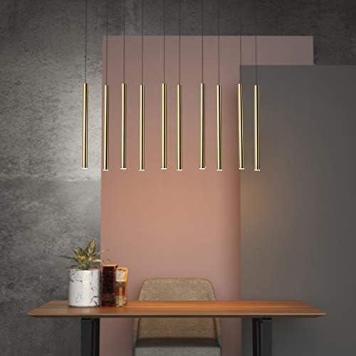 CANALIS 10 Mini Pendant Lighting Brass - LED Hanging Light Fixture for Kitchen Island, Bar, Foyer - Cluster Pendants - Dimmable, Adjustable Wire, Lamp Bulb Included