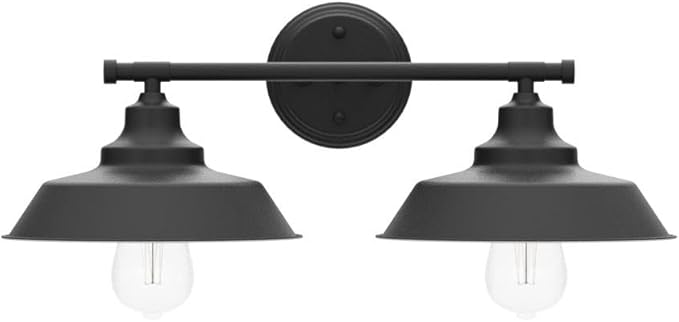 GoYeel Bathroom Light Fixtures 2 Light - 21" Matte Black Vanity Lights for Mirror Rustic Industrial Bathroom Wall Light Fixtures, E26 Bubes