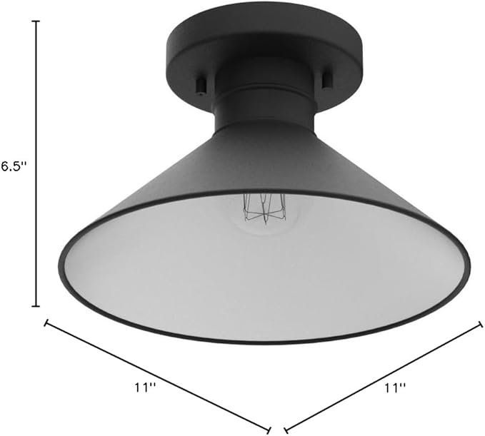 Westinghouse 6112900 Watts Creek 11 Inch Rustic/Arts & Crafts One-Light Outdoor Semi Flush Mount Ceiling Light, Dark Sky Friendly, Textured Black Finish