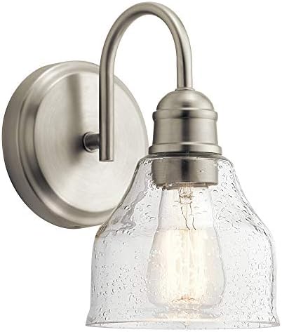 Kichler Avery 9.25" 1 Light Vanity Light with Clear Seeded Glass Brushed Nickel