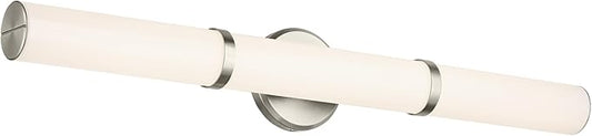 Kichler Rosh 32" LED Bathroom Vanity Light Fixture with White Glass in Brushed Nickel, Modern Minimalist Bath Bar for Mirror Lighting Over Vanity (32" W x 5" H), 55189NILED