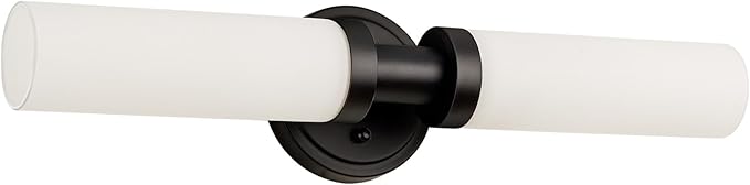 SANTOSTOCK Black Bathroom Light Fixtures, 2-Light Wall Sconces Lighting W/White Glass Shade, Modern Vanity Lights for Mirror, Wall Mounted Lamp, E26 T10 Bulbs(Excluded)