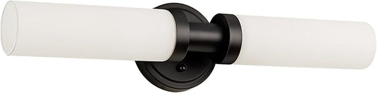 SANTOSTOCK Black Bathroom Light Fixtures, 2-Light Wall Sconces Lighting W/White Glass Shade, Modern Vanity Lights for Mirror, Wall Mounted Lamp, E26 T10 Bulbs(Excluded)