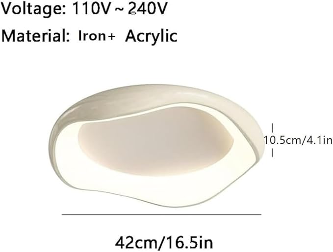 KISAD Nordic Modern and Minimalism Irregular Ceiling Lights Acrylic Shade Semi Flush Mount Ceiling Lamp Iron Body Three-Color Mode Ceiling Light Fixture White Or Black for Bedroom(Black,42cm/16.5in)