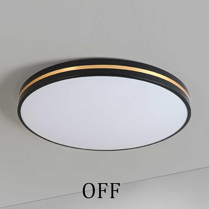 Black Minimalist LED Ceiling Light Nordic Luxury and Dimmable Flush Mount Fixture Modern Ultra-Thin Ceiling Lamp for Bedroom, Living Room, Balcony, Hallway Lighting