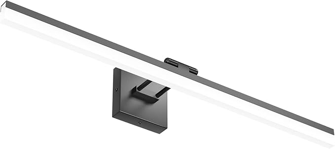 Ralbay 32" Matte Black Bathroom Vanity Light - 18W Adjustable Modern LED Lighting Fixture for Bathroom (6000K Cool White Light)